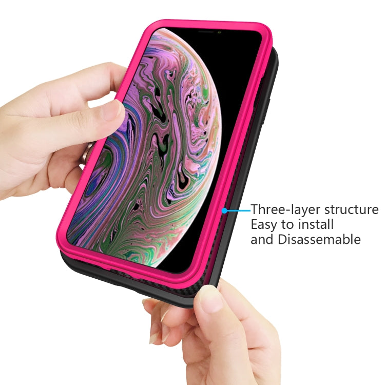 For iPhone XR Wave Pattern 3 in 1 Silicone+PC Shockproof Protective Case