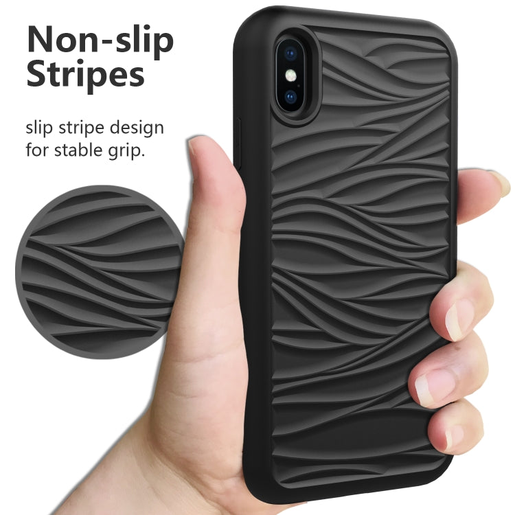For iPhone XR Wave Pattern 3 in 1 Silicone+PC Shockproof Protective Case