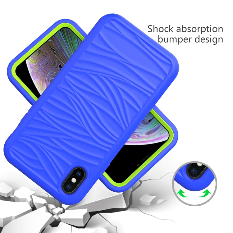For iPhone XR Wave Pattern 3 in 1 Silicone+PC Shockproof Protective Case