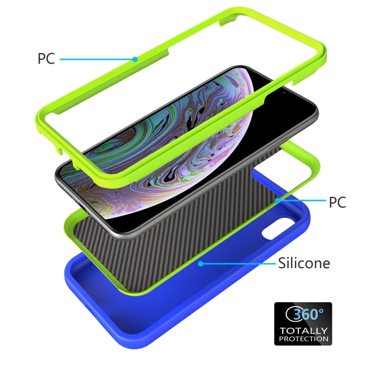 For iPhone XR Wave Pattern 3 in 1 Silicone+PC Shockproof Protective Case