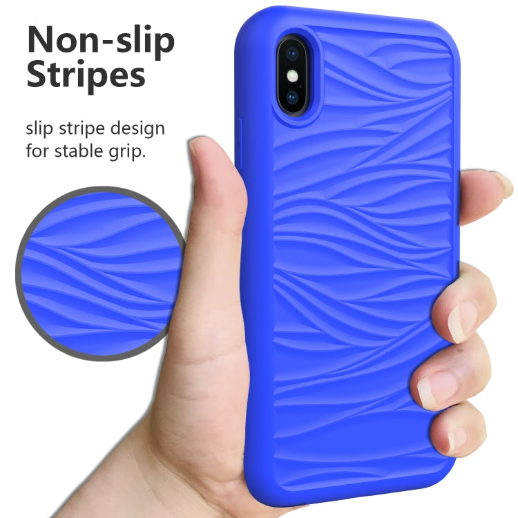 For iPhone XR Wave Pattern 3 in 1 Silicone+PC Shockproof Protective Case