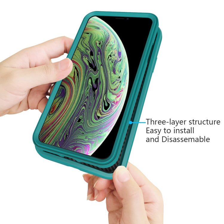 For iPhone XR Wave Pattern 3 in 1 Silicone+PC Shockproof Protective Case