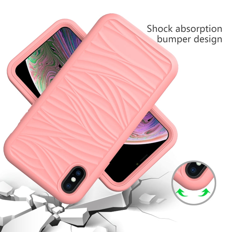 For iPhone XR Wave Pattern 3 in 1 Silicone+PC Shockproof Protective Case