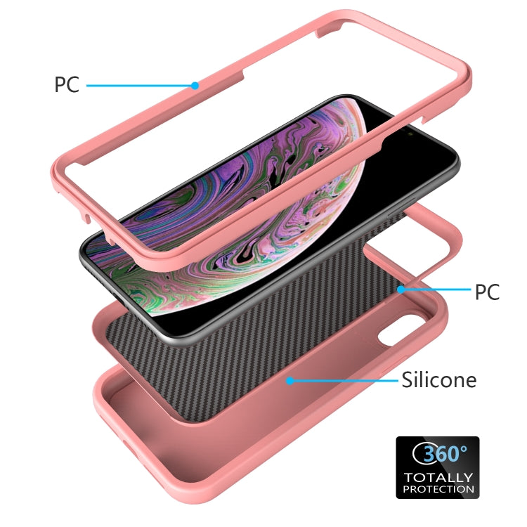 For iPhone XR Wave Pattern 3 in 1 Silicone+PC Shockproof Protective Case