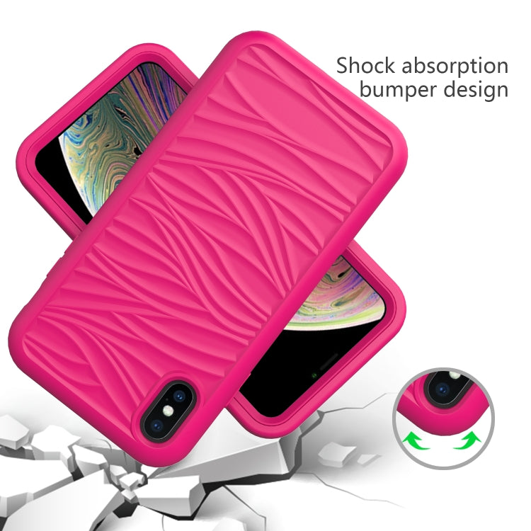 For iPhone XR Wave Pattern 3 in 1 Silicone+PC Shockproof Protective Case