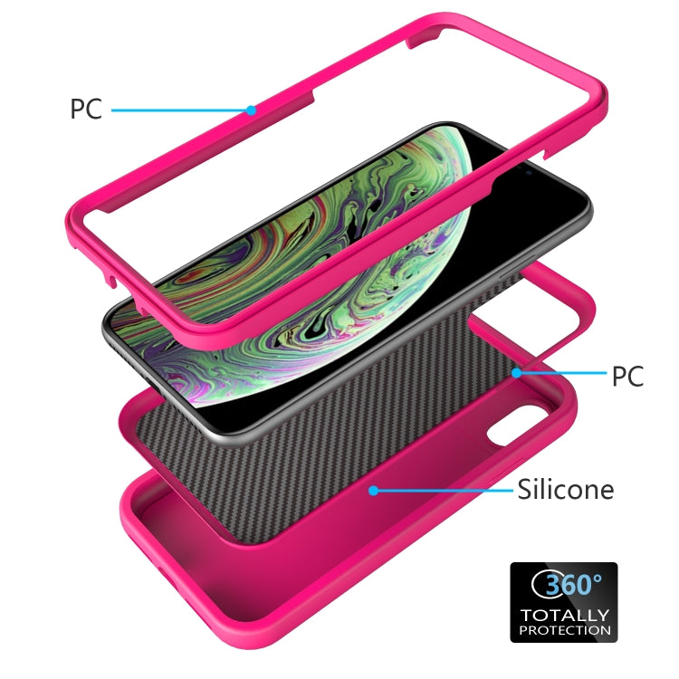 For iPhone XR Wave Pattern 3 in 1 Silicone+PC Shockproof Protective Case