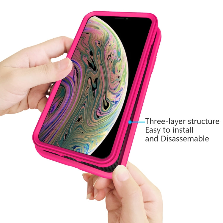 For iPhone XR Wave Pattern 3 in 1 Silicone+PC Shockproof Protective Case