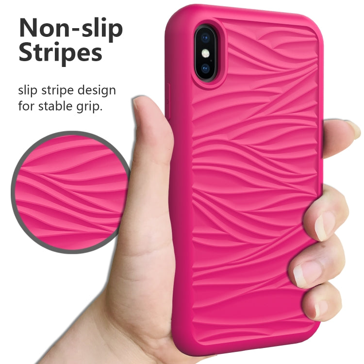 For iPhone XR Wave Pattern 3 in 1 Silicone+PC Shockproof Protective Case