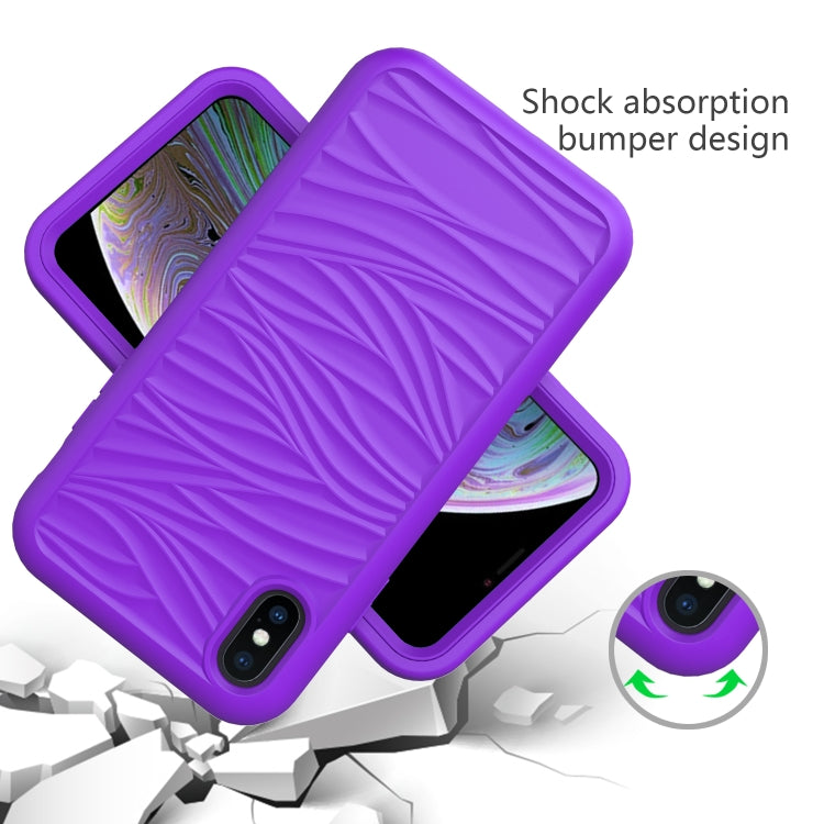 For iPhone XR Wave Pattern 3 in 1 Silicone+PC Shockproof Protective Case