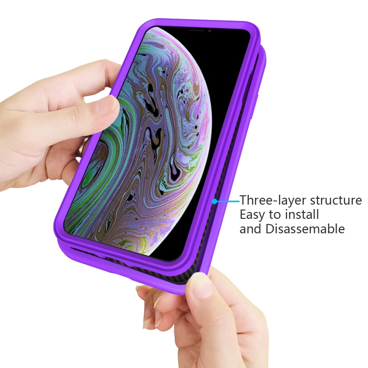 For iPhone XR Wave Pattern 3 in 1 Silicone+PC Shockproof Protective Case