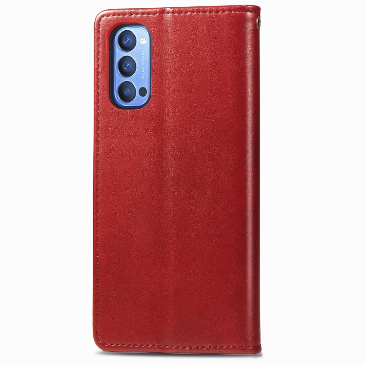 For OPPO Reno 4 Retro Solid Color Leather Buckle Phone Case with Lanyard & Photo Frame & Card Slot & Wallet & Stand Function