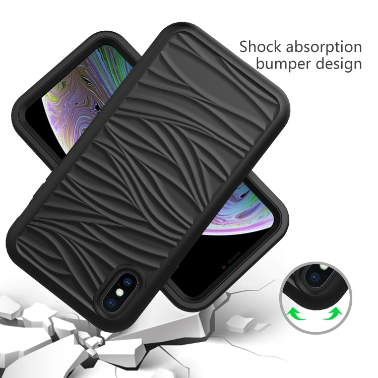 For iPhone X & XS Wave Pattern 3 in 1 Silicone+PC Shockproof Protective Case