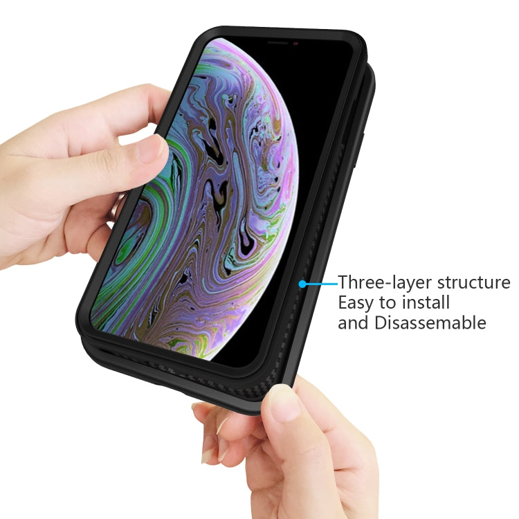 For iPhone X & XS Wave Pattern 3 in 1 Silicone+PC Shockproof Protective Case