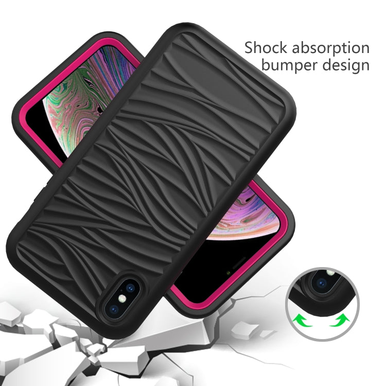 For iPhone X & XS Wave Pattern 3 in 1 Silicone+PC Shockproof Protective Case