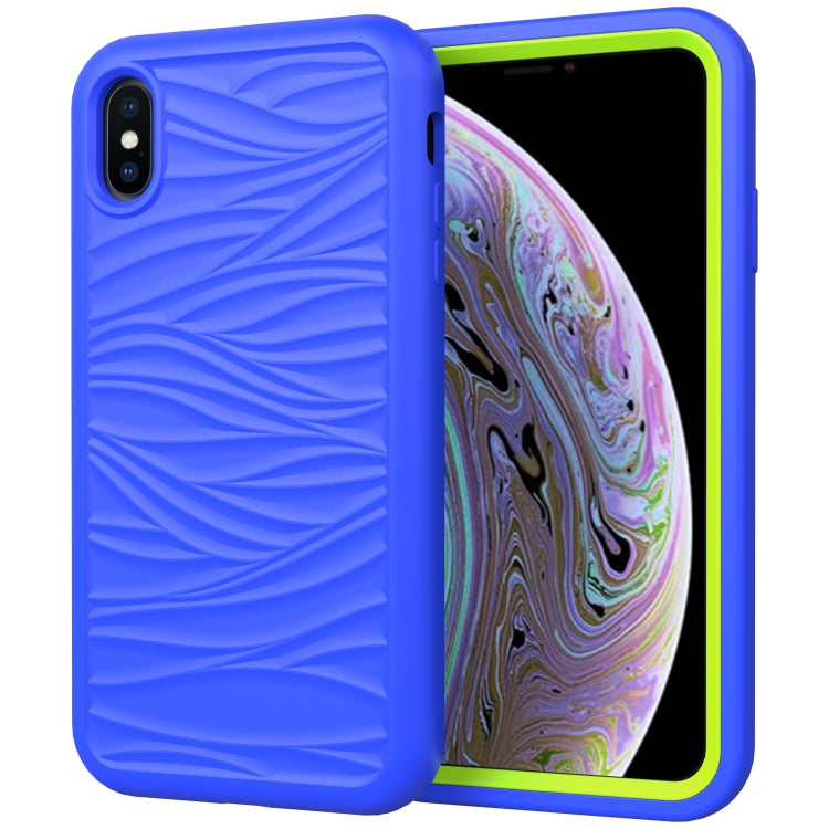 For iPhone X & XS Wave Pattern 3 in 1 Silicone+PC Shockproof Protective Case