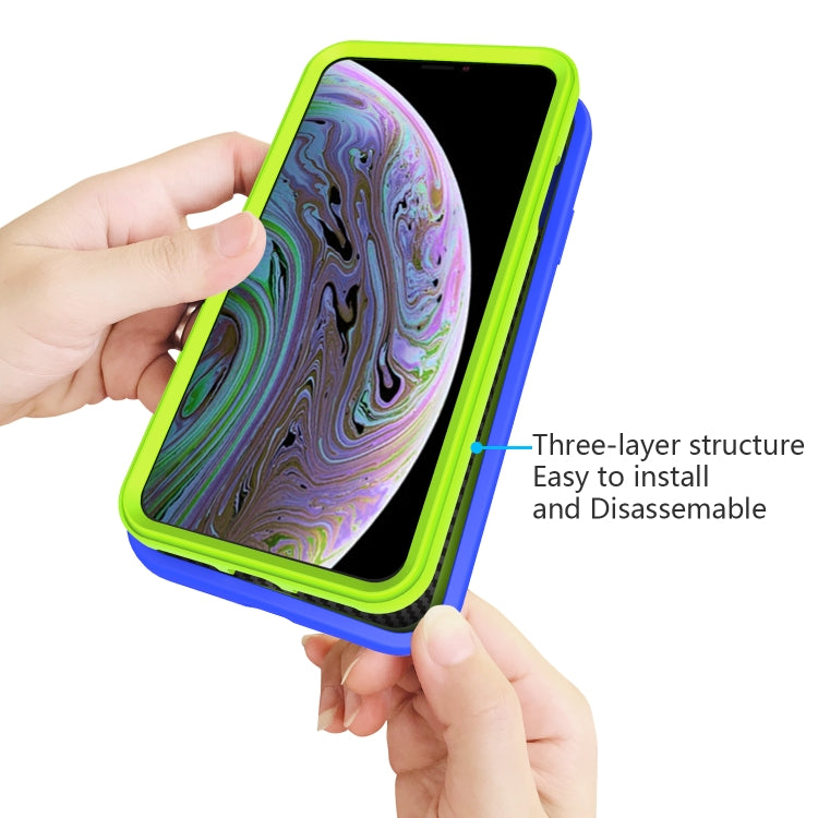 For iPhone X & XS Wave Pattern 3 in 1 Silicone+PC Shockproof Protective Case