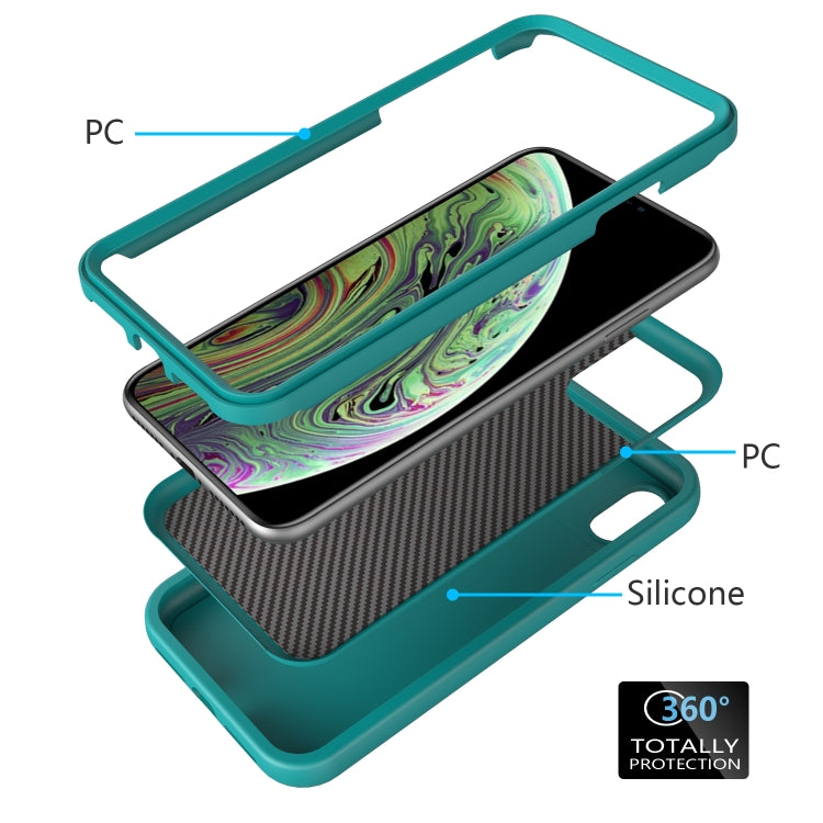 For iPhone X & XS Wave Pattern 3 in 1 Silicone+PC Shockproof Protective Case