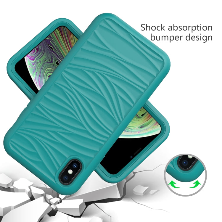 For iPhone X & XS Wave Pattern 3 in 1 Silicone+PC Shockproof Protective Case