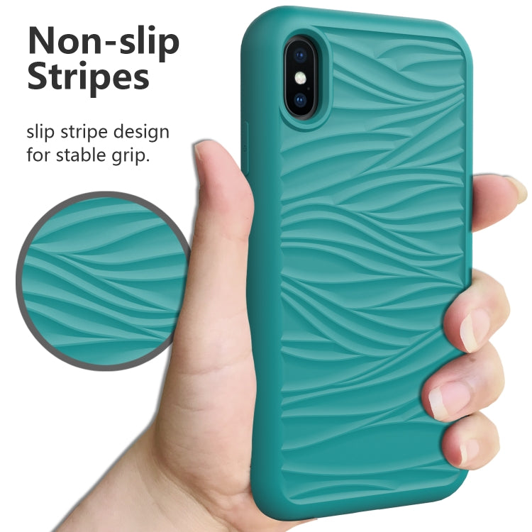 For iPhone X & XS Wave Pattern 3 in 1 Silicone+PC Shockproof Protective Case