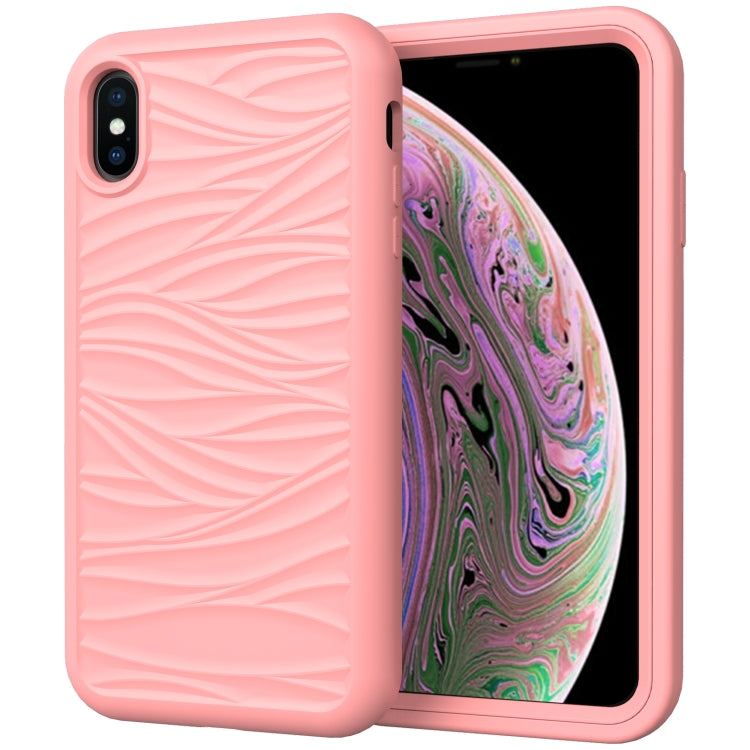 For iPhone X & XS Wave Pattern 3 in 1 Silicone+PC Shockproof Protective Case