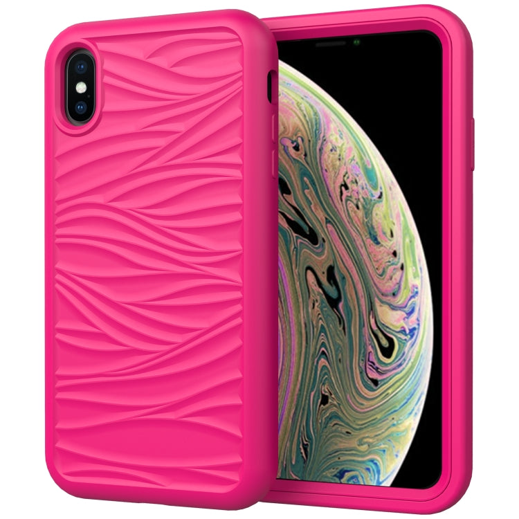 For iPhone X & XS Wave Pattern 3 in 1 Silicone+PC Shockproof Protective Case