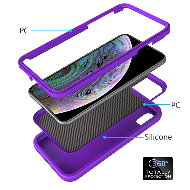 For iPhone X & XS Wave Pattern 3 in 1 Silicone+PC Shockproof Protective Case