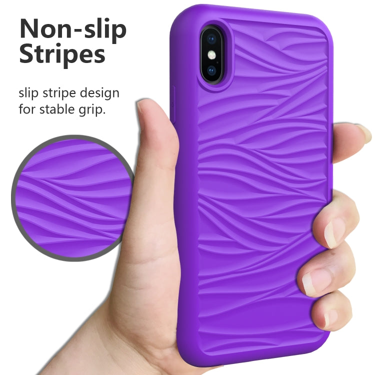 For iPhone X & XS Wave Pattern 3 in 1 Silicone+PC Shockproof Protective Case