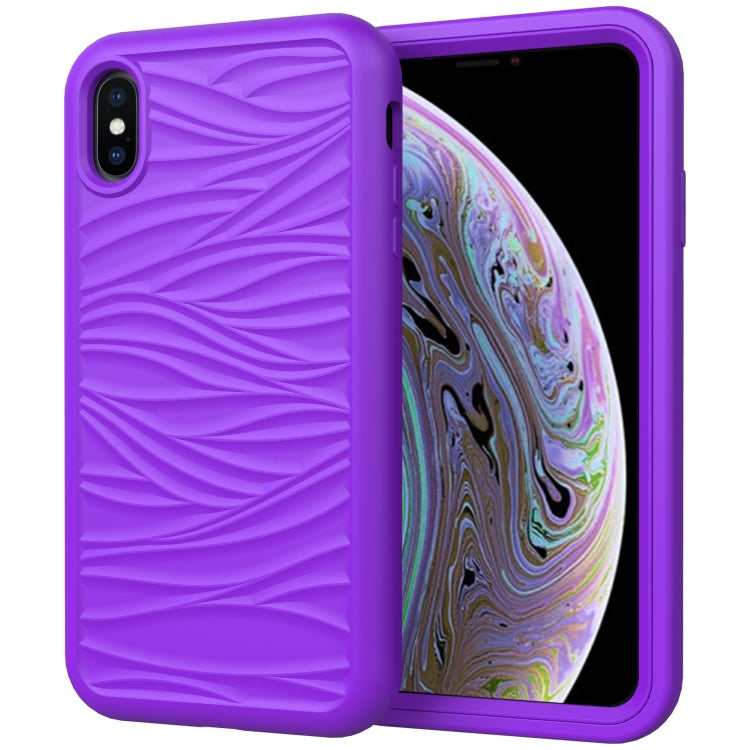For iPhone X & XS Wave Pattern 3 in 1 Silicone+PC Shockproof Protective Case
