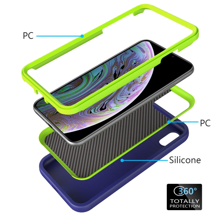 For iPhone X & XS Wave Pattern 3 in 1 Silicone+PC Shockproof Protective Case