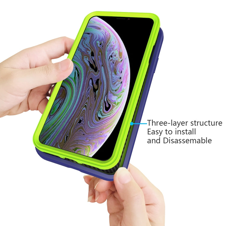 For iPhone X & XS Wave Pattern 3 in 1 Silicone+PC Shockproof Protective Case