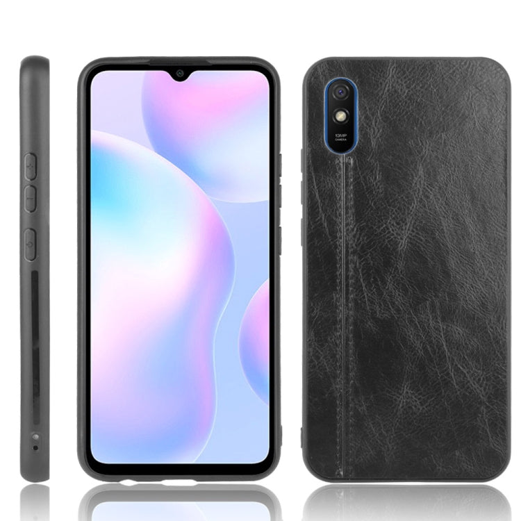 For Xiaomi Redmi 9A Shockproof Sewing Cow Pattern Skin PC + PU + TPU Case