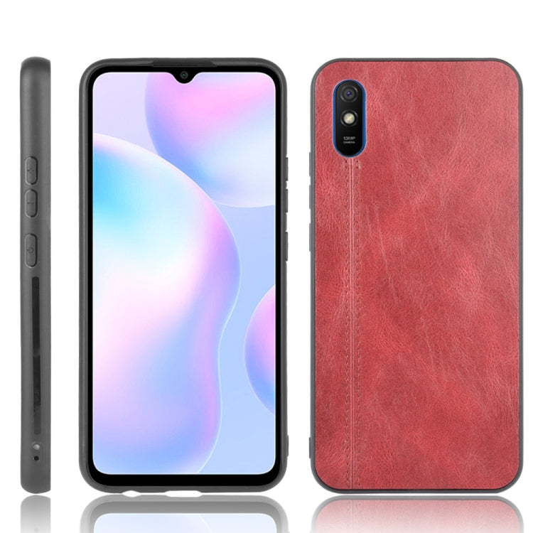 For Xiaomi Redmi 9A Shockproof Sewing Cow Pattern Skin PC + PU + TPU Case