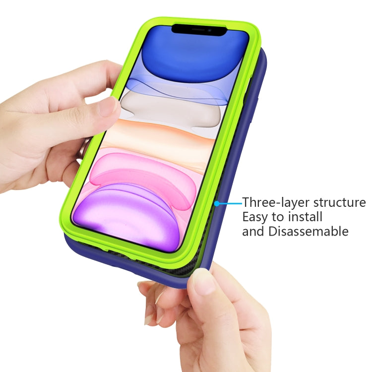 For iPhone 11 Pro Wave Pattern 3 in 1 Silicone+PC Shockproof Protective Case