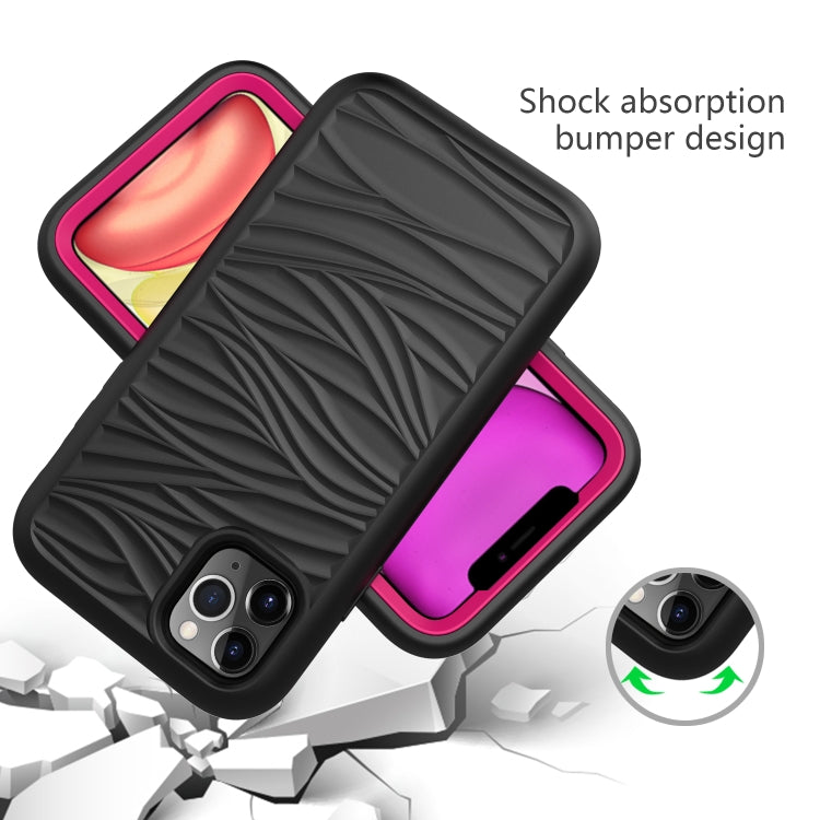 For iPhone 11 Pro Wave Pattern 3 in 1 Silicone+PC Shockproof Protective Case