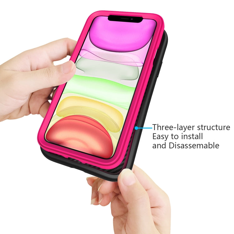 For iPhone 11 Pro Wave Pattern 3 in 1 Silicone+PC Shockproof Protective Case