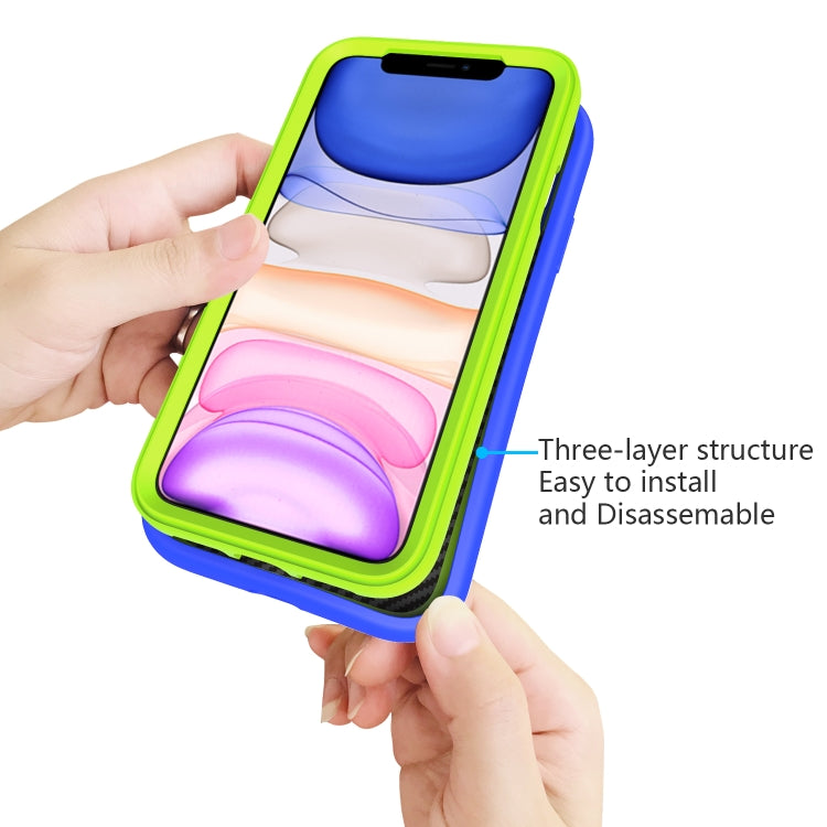 For iPhone 11 Pro Wave Pattern 3 in 1 Silicone+PC Shockproof Protective Case