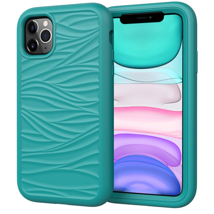 For iPhone 11 Pro Wave Pattern 3 in 1 Silicone+PC Shockproof Protective Case