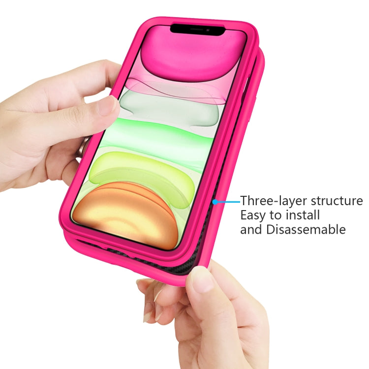 For iPhone 11 Pro Wave Pattern 3 in 1 Silicone+PC Shockproof Protective Case