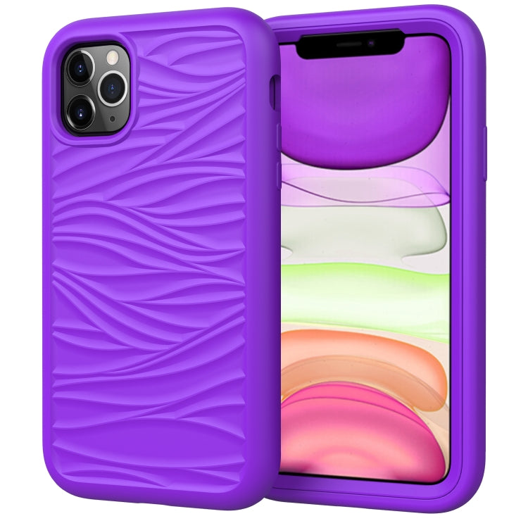 For iPhone 11 Pro Wave Pattern 3 in 1 Silicone+PC Shockproof Protective Case