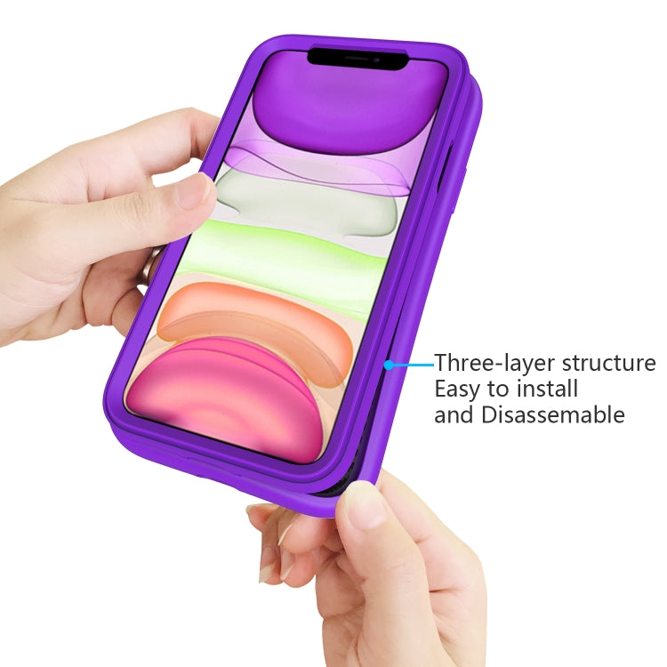 For iPhone 11 Pro Wave Pattern 3 in 1 Silicone+PC Shockproof Protective Case
