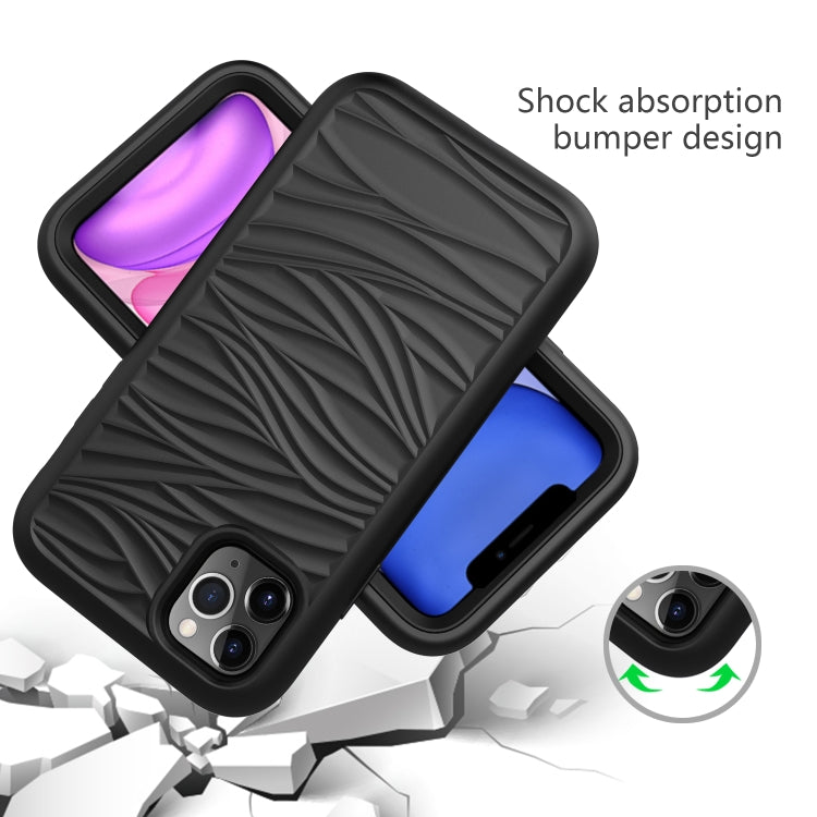For iPhone 11 Pro Max Wave Pattern 3 in 1 Silicone+PC Shockproof Protective Case