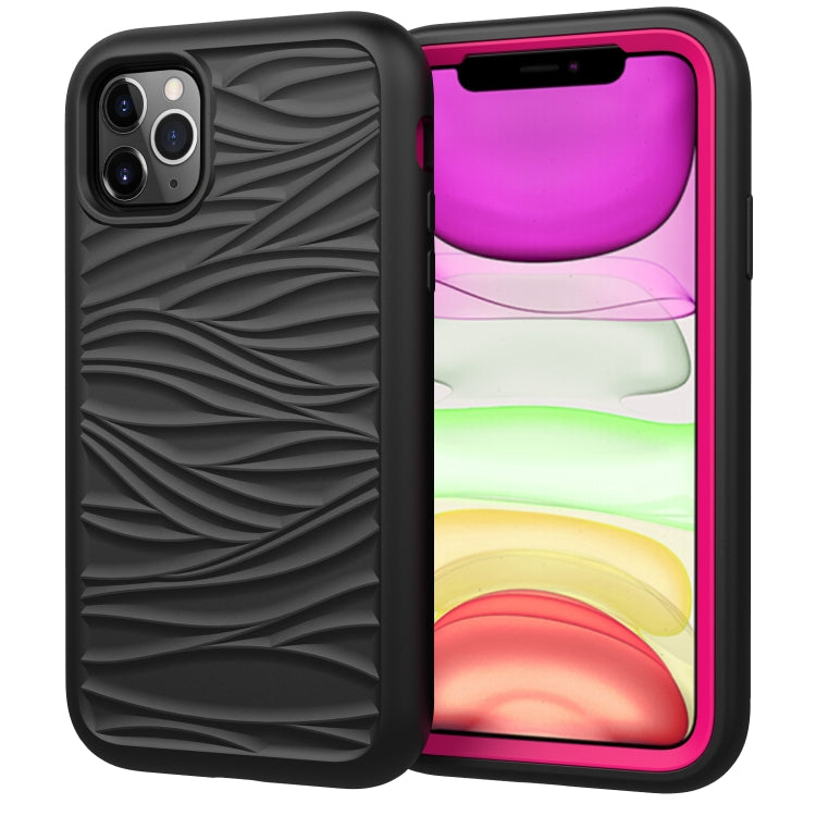 For iPhone 11 Pro Max Wave Pattern 3 in 1 Silicone+PC Shockproof Protective Case