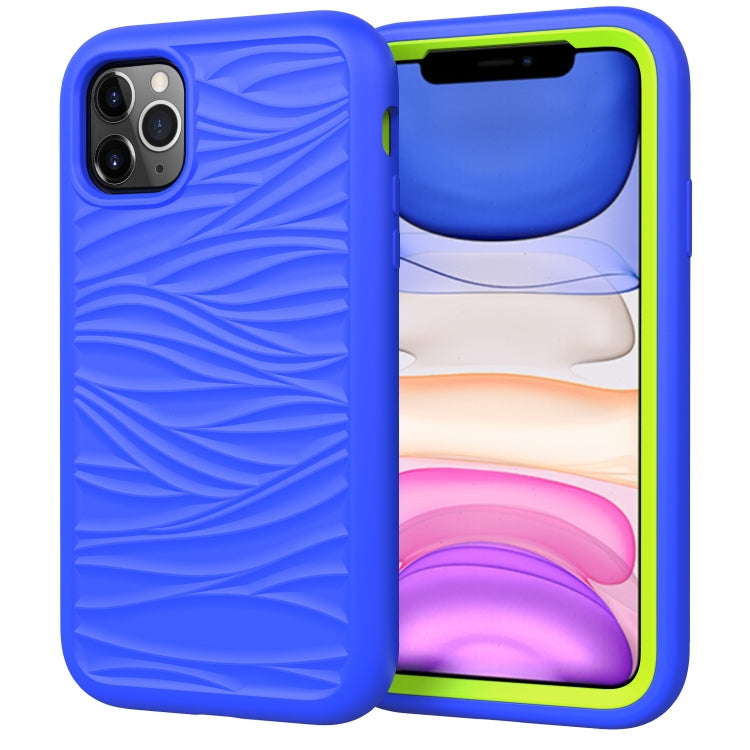 For iPhone 11 Pro Max Wave Pattern 3 in 1 Silicone+PC Shockproof Protective Case