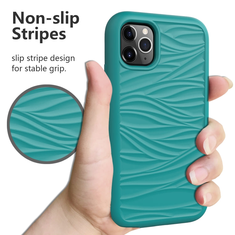For iPhone 11 Pro Max Wave Pattern 3 in 1 Silicone+PC Shockproof Protective Case