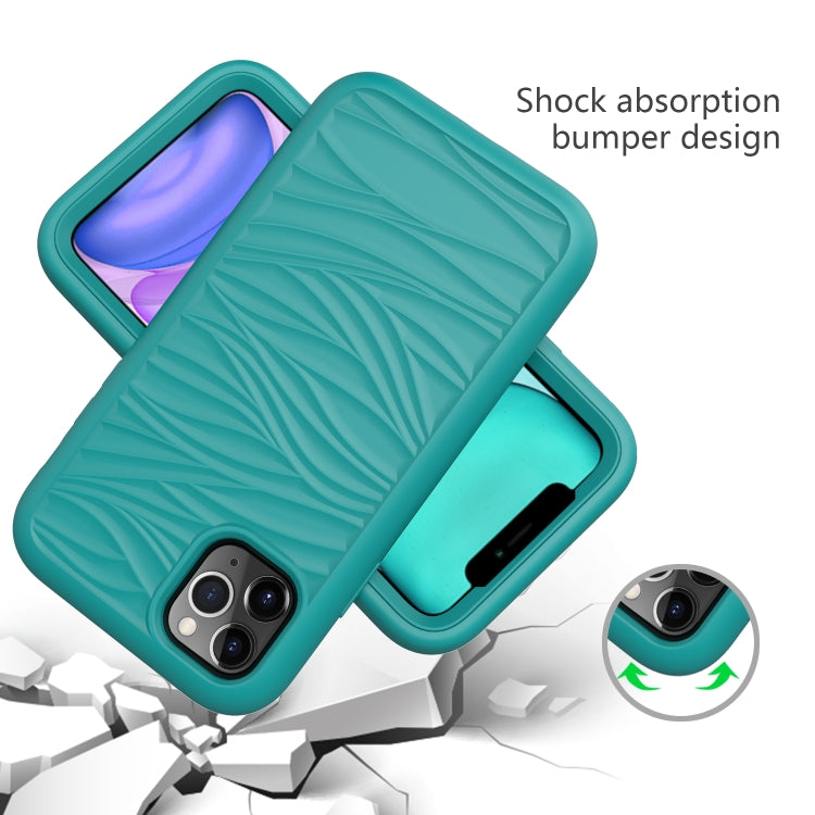 For iPhone 11 Pro Max Wave Pattern 3 in 1 Silicone+PC Shockproof Protective Case