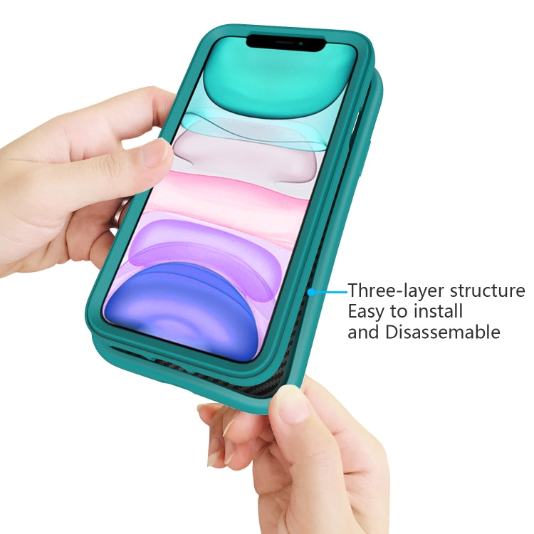For iPhone 11 Pro Max Wave Pattern 3 in 1 Silicone+PC Shockproof Protective Case