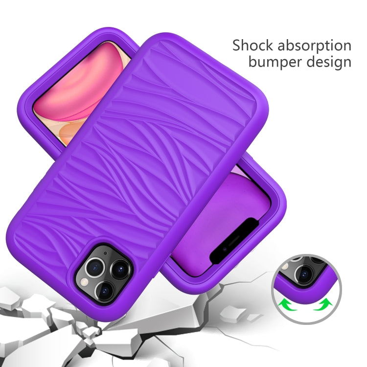 For iPhone 11 Pro Max Wave Pattern 3 in 1 Silicone+PC Shockproof Protective Case