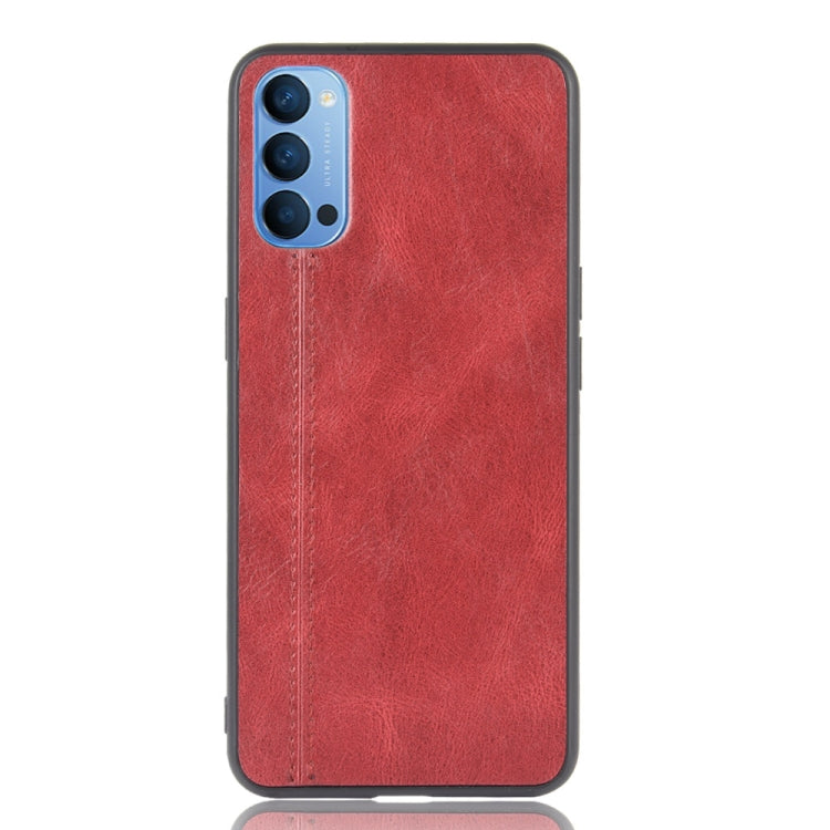 For Oppo Reno4 Shockproof Sewing Cow Pattern Skin PC + PU + TPU Case