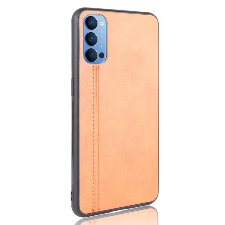 For Oppo Reno4 Shockproof Sewing Cow Pattern Skin PC + PU + TPU Case