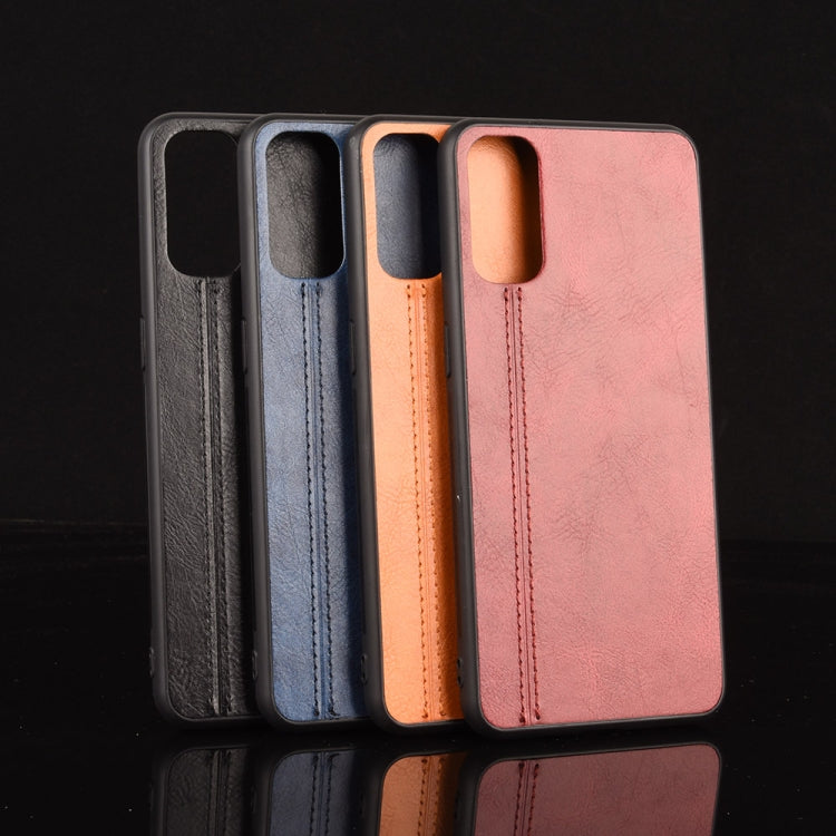 For Oppo Reno4 Shockproof Sewing Cow Pattern Skin PC + PU + TPU Case